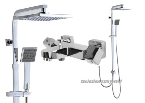 Termostatyczna Bateria Wannowa Natryskowa QATRO T z Deszczownicą QUBUS