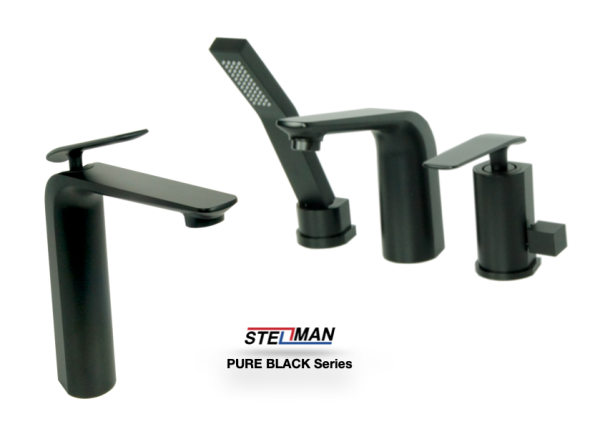 Zestaw Bateria 3 otworowa VERDO + umywalkowa nablatowa VERDO black