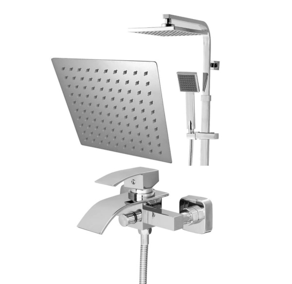LUMO Bateria Wannowa Natryskowa Prysznicowa z Deszczownicą QUBUS