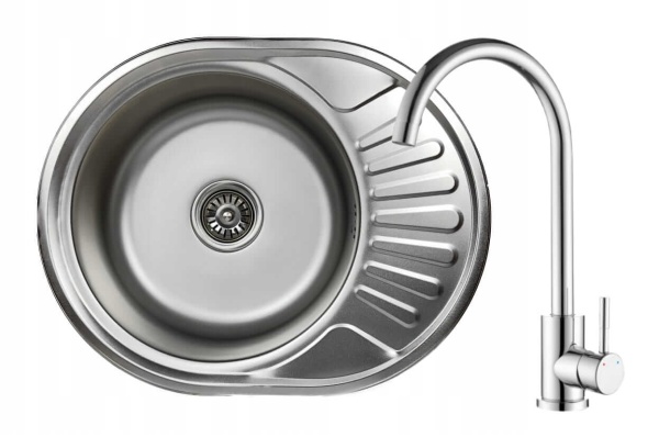 Zlewozmywak stalowy 5745 S8/180 Satyna + Bateria chrom