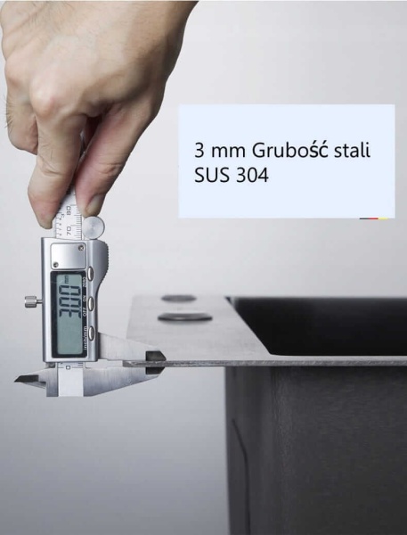 Grubość stali zlewozmywaka stalowego STEEL 7849R CZARNY