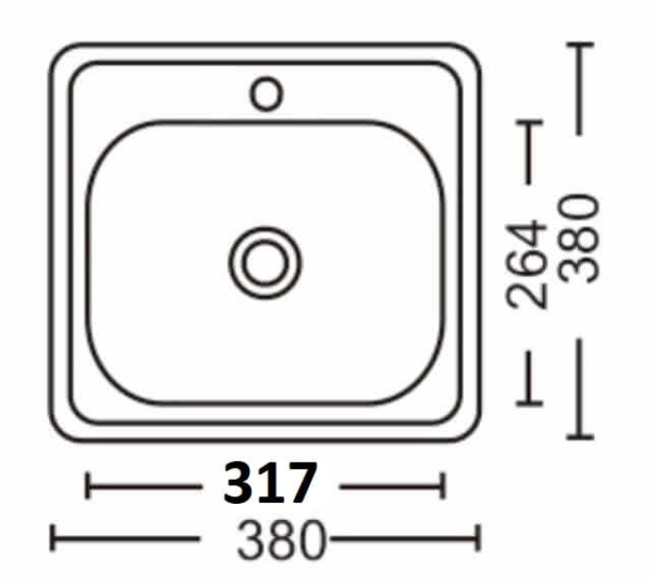 Zlewozmywak stalowy 3838 DEKOR LEN - rysunek techniczny