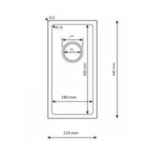 Rysunek techniczny zlewozmywaka stalowego STEEL 2244 p podwieszany