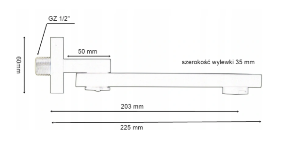 wylewka SKŁADANA / ŁAMANA rysunek techniczny