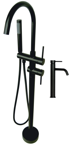 zestaw UNO BLACK bateria wannowa stojąca + nablatowa CZARNA