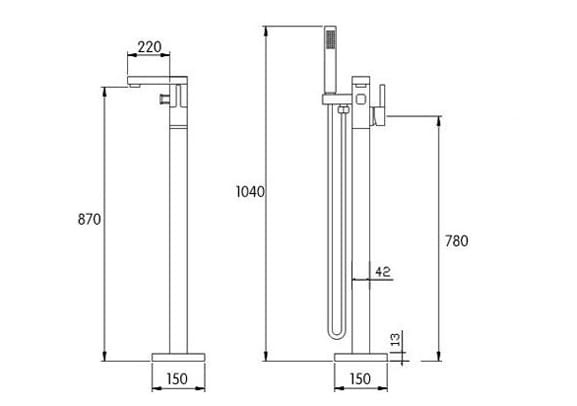 Zestaw Bateria wannowa wolnostojąca LEMOR + Bateria umywalkowa QATRO - BLACK