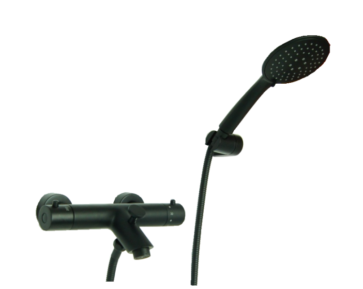 UNO BLACK termostatyczna bateria wannowa natryskowa prysznicowa CZARNA