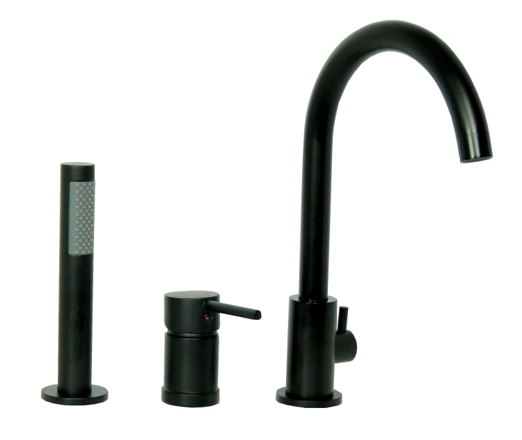 UNO BLACK bateria wannowa 3 otworowa CZARNA