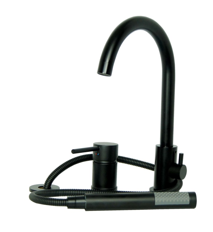 UNO BLACK bateria wannowa 3 otworowa CZARNA