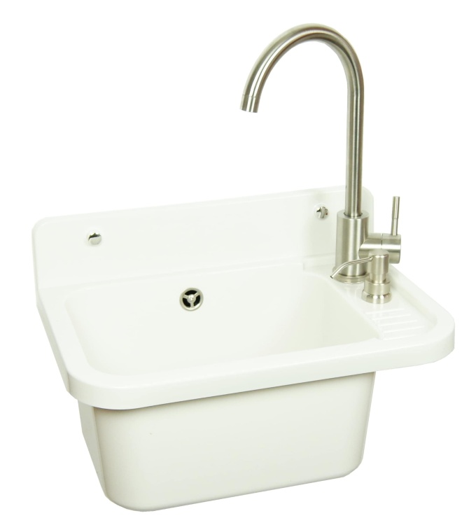 Komora gospodarcza VIGO biała z baterią LUGA i dozownikiem INOX