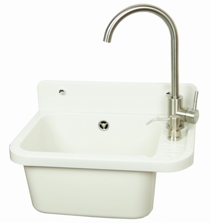 Komora gospodarcza VIGO biała z baterią LUGA i dozownikiem INOX