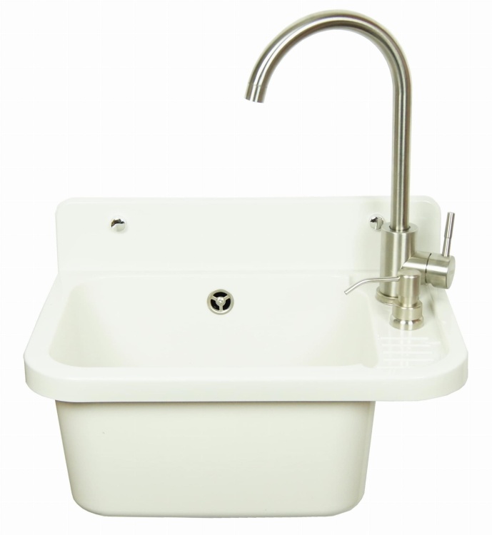 Komora gospodarcza VIGO biała z baterią LUGA i dozownikiem INOX