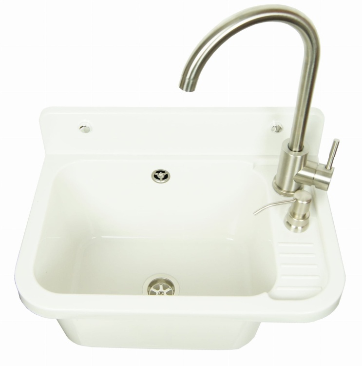 Komora gospodarcza VIGO biała z baterią LUGA i dozownikiem INOX