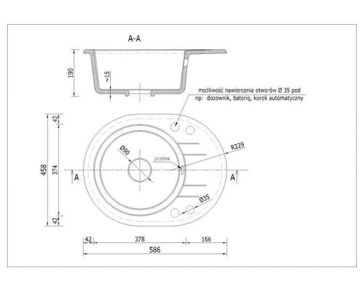 Zlewozmywak granitowy BELLA Czarny mat