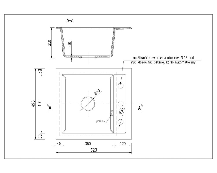 Zlewozmywak granitowy BIG DON Biały