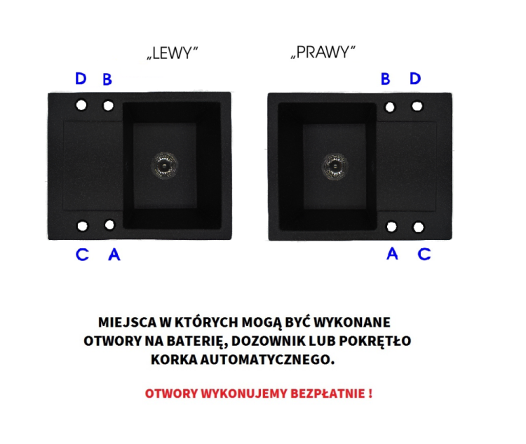 Zlewozmywak granitowy DONZO czarny nakrapiany