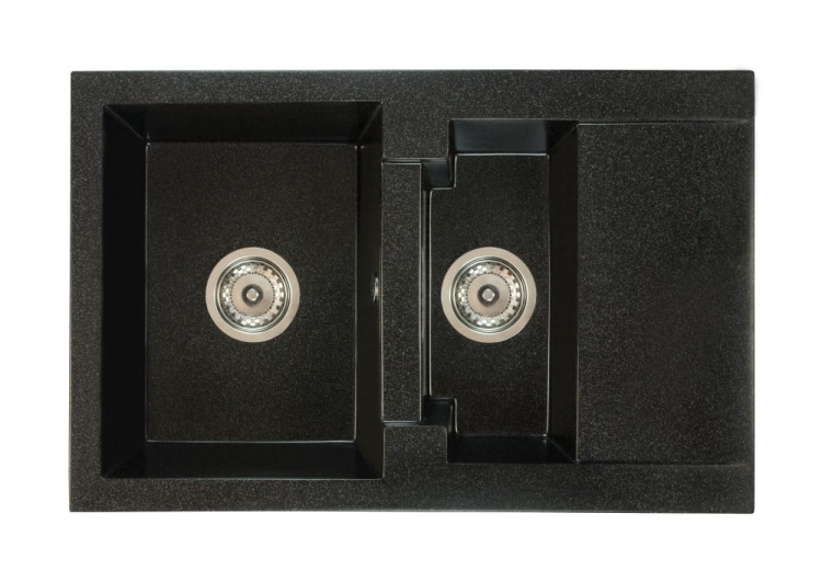 Zlewozmywak granitowy DORIS czarny nakrapiany