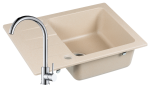 Zlewozmywak Granitowy COAST 25 beż z baterią chrom