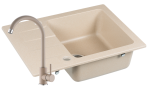 Zlewozmywak Granitowy COAST 25 beż z baterią beż