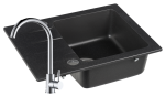 Zlewozmywak Granitowy COAST 25 czarny nakrapiany z baterią chrom