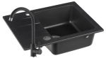 Zlewozmywak Granitowy COAST 25 czarny nakrapiany z baterią czarną