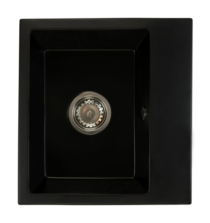 Zlewozmywak granitowy DON czarny mat z baterią chrom i syfonem