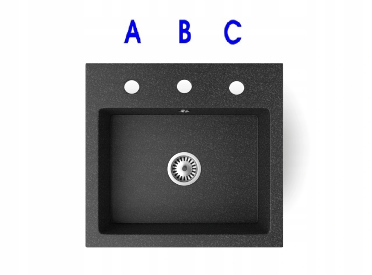 Zlewozmywak granitowy DON czarny mat z baterią inox i syfonem