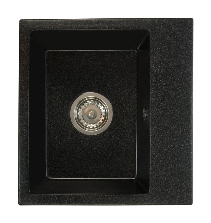 Zlewozmywak granitowy DON czarny nakrapiany z baterią chrom i syfonem