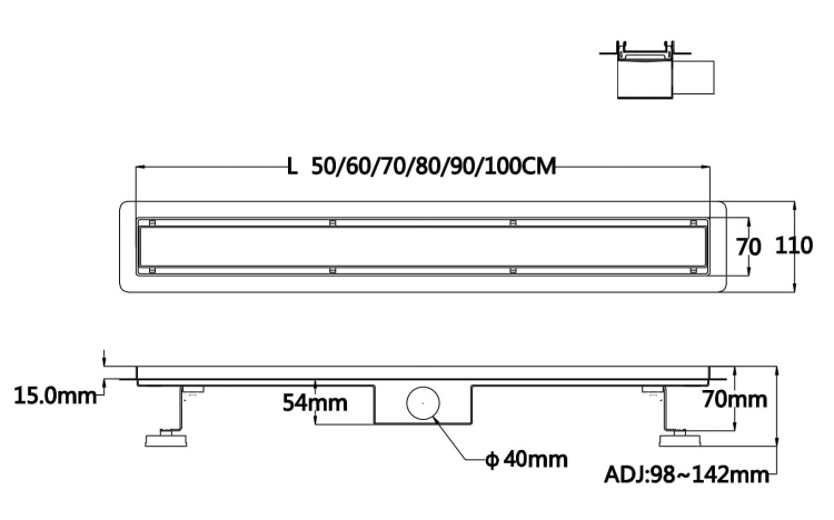 Odpływ liniowy brodzikowy prysznicowy 800 mm