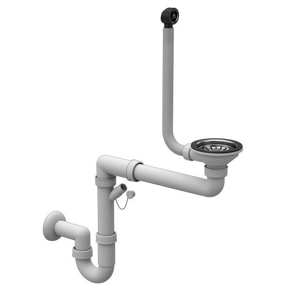 Syfon Zlewozmywakowy CZARNY Przyścienny Ręczny 1 komorowy