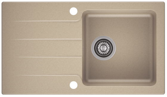 Zlewozmywak Granitowy LAGOON 160 beż z baterią chrom