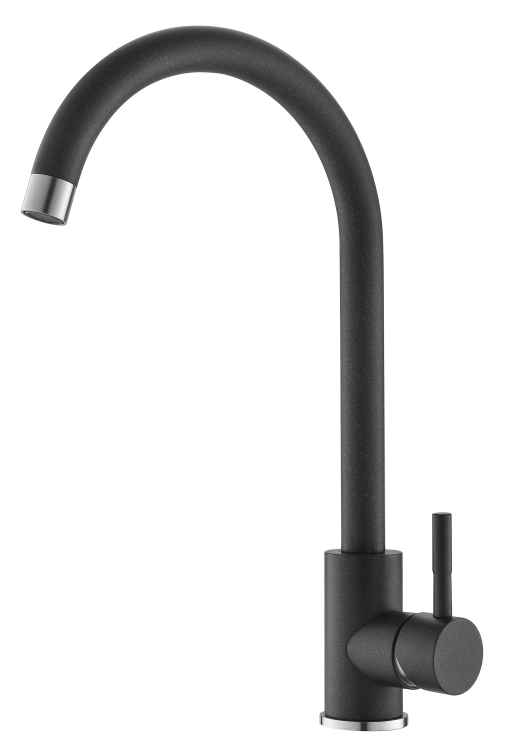 Zlewozmywak Granitowy LAGOON 160 czarny nakrapiany z baterią czarną