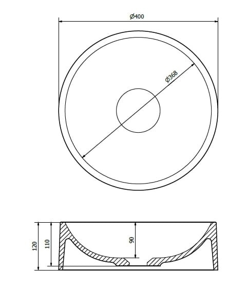Umywalka nablatowa MAUN 40 Czarno złota