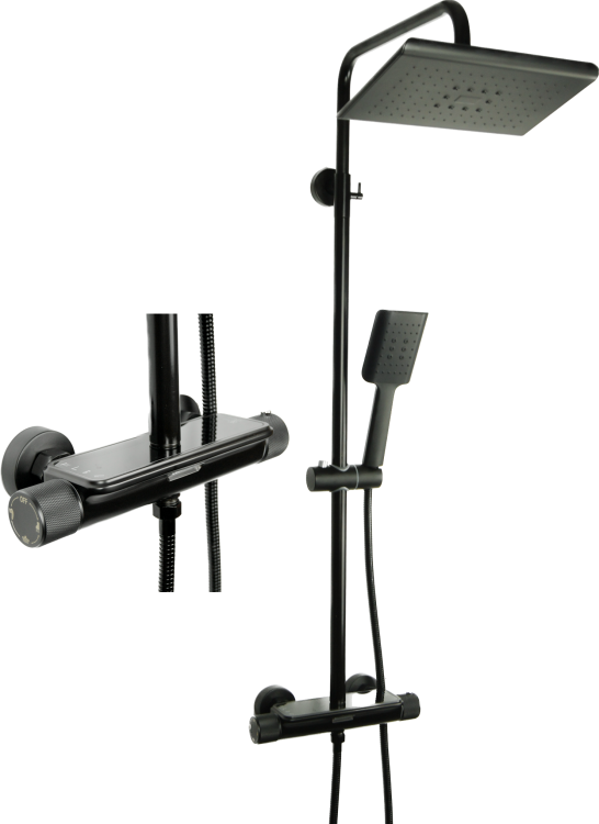 SOFI Bateria termostatyczna natryskowa prysznicowa z deszczownicą CZARNA
