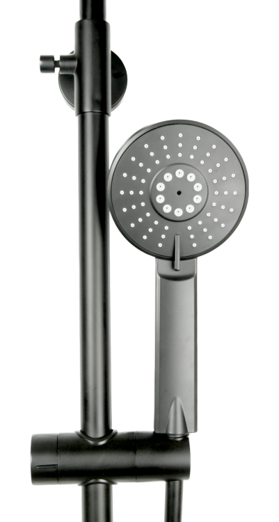 UNO BLACK zestaw bateria prysznicowa natryskową z deszczownicą CZARNY