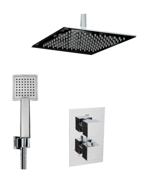 VIVID TR2 podtynkowa Bateria Natryskowa Prysznicowa Termostatyczna Deszczownica Ultra Slim 40 cm