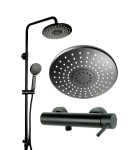 UNO BLACK zestaw bateria prysznicowa natryskową z deszczownicą CZARNY