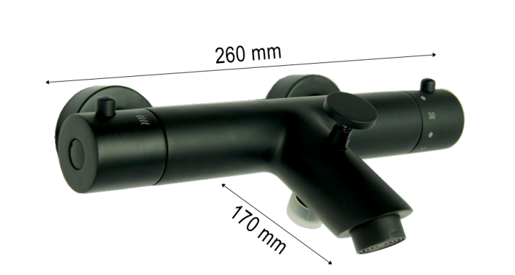 UNO BLACK termostatyczna bateria wannowa natryskowa prysznicowa CZARNA