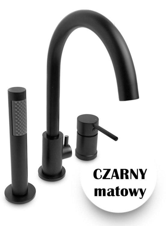 UNO BLACK bateria wannowa 3 otworowa CZARNA