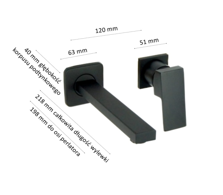 Bateria umywalkowa QATRO czarna podtynkowa