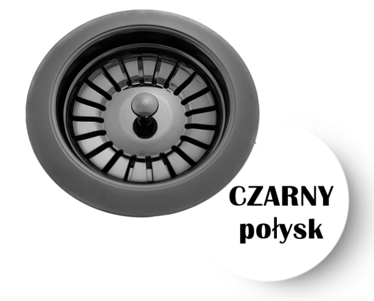 Syfon Zlewozmywakowy CZARNY Przyścienny Automatyczny 2 komorowy