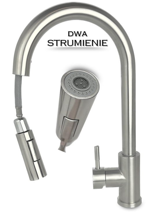 AFINO Bateria kuchenna z wyciąganą wylewką + dozownik INOX
