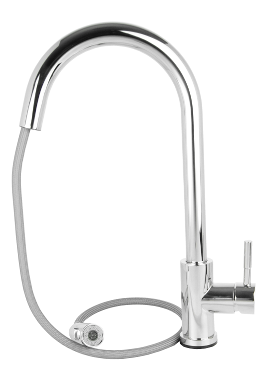 AFINO Bateria kuchenna z wyciąganą wylewką + dozownik CHROM