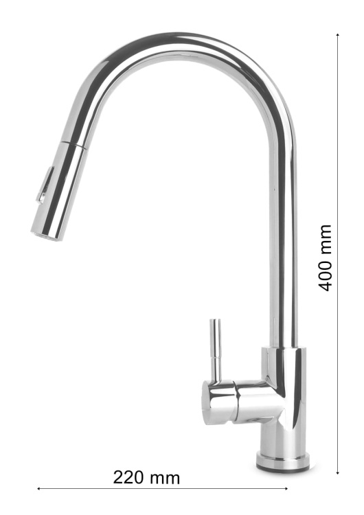 AFINO Bateria kuchenna z wyciąganą wylewką + dozownik CHROM