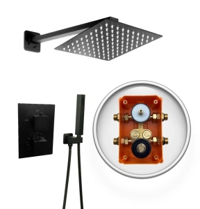 VIVID BLACK TR2 termostatyczna bateria natryskowa prysznicowa deszczownica Ultra Slim 40 cm  CZARNA