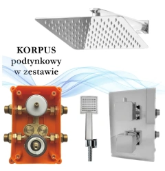 VIVID TR2 podtynkowa Bateria Natryskowa Prysznicowa Termostatyczna  Deszczownica Ultra Slim 40 cm