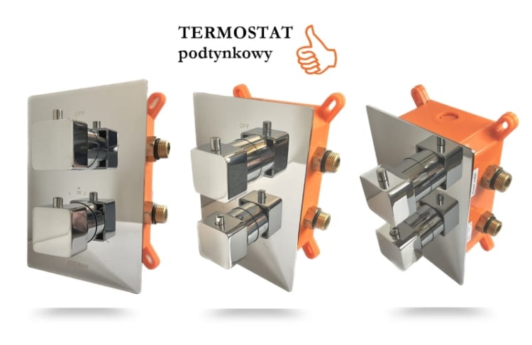 VIVID TR2 podtynkowa Bateria Natryskowa Prysznicowa Termostatyczna Deszczownica Ultra Slim 40 cm