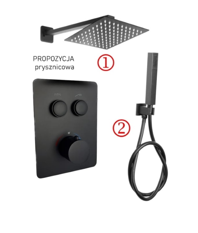 EXEO 2 BLACK termostatyczna bateria podtynkowa 40