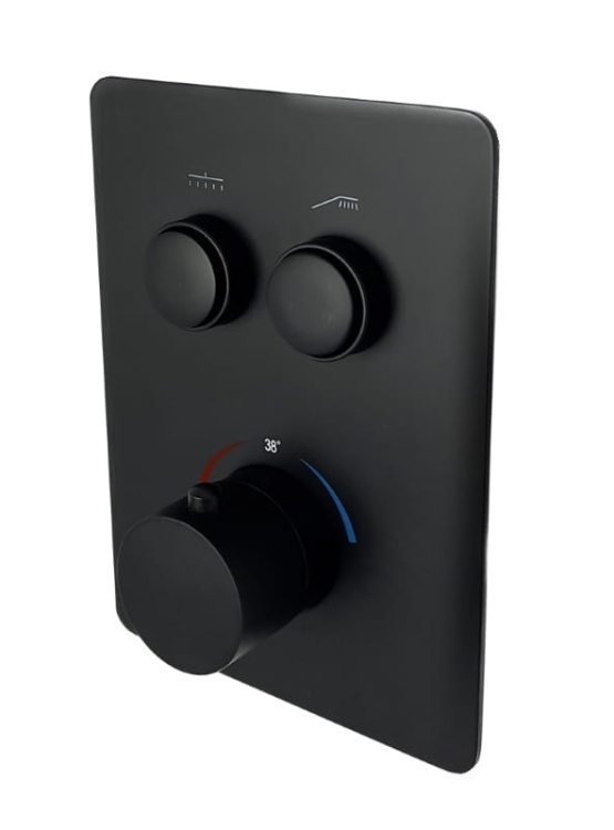 Czarna termostatyczna bateria podtynkowa EXEO 2 BLACK z wylewką