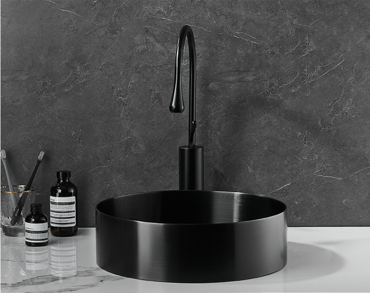 Okrągła umywalka nablatowa 40 BLACK PVD